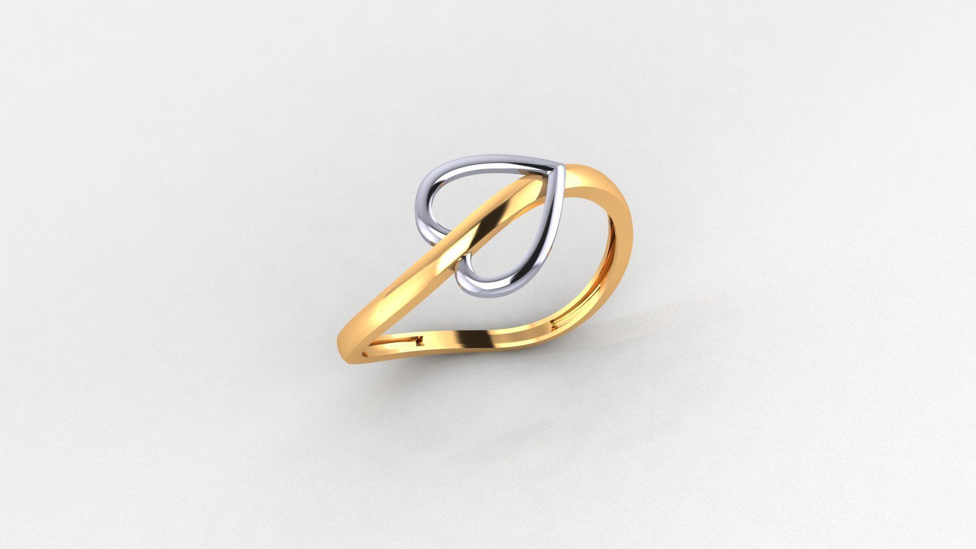 Heart Love Valentine Ultra light wt minimalist Plain Gold Ring 3D print model_1