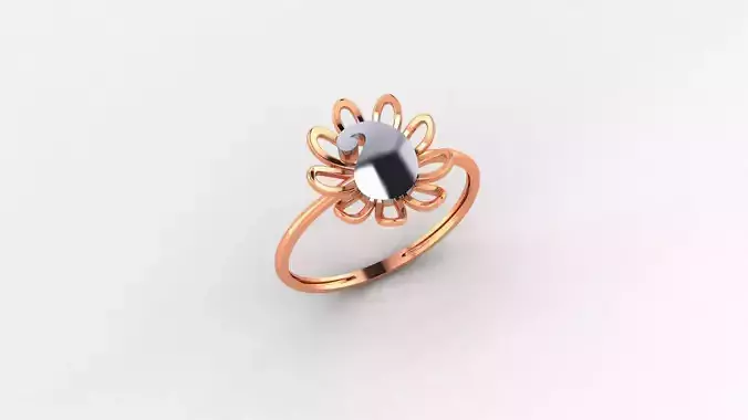 Flower Ultra light wt minimalist Plain Gold Ring 3dm stl renders