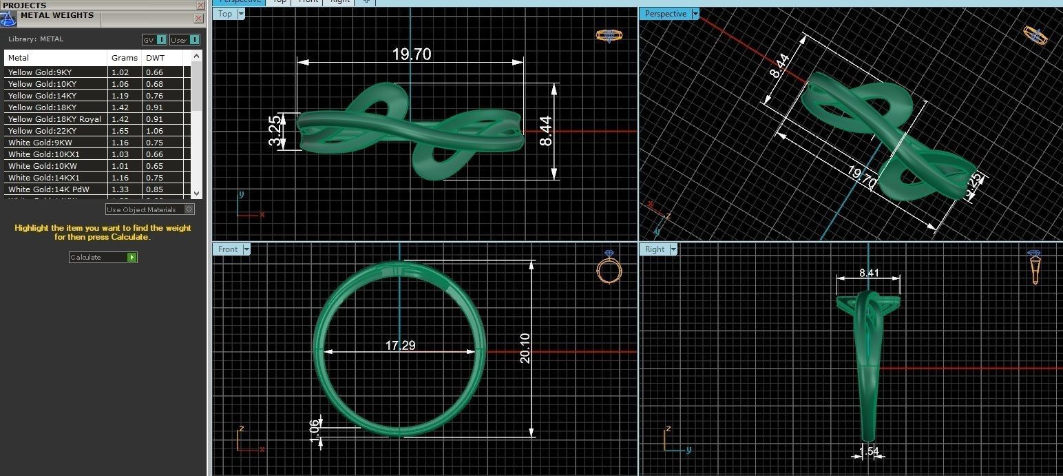 Wave Wire Mesh Ultra light wt minimalist Plain Gold Ring 3D print model_3