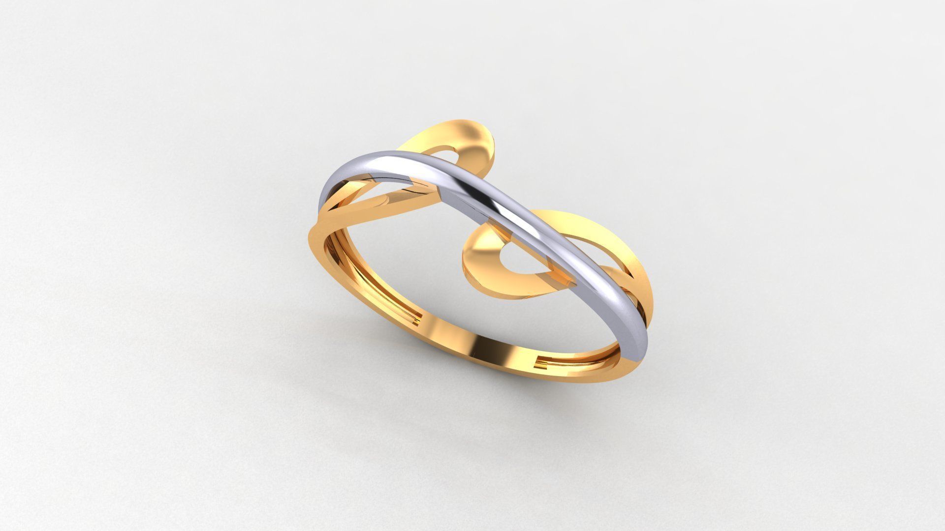 Wave Wire Mesh Ultra light wt minimalist Plain Gold Ring 3D print model_1