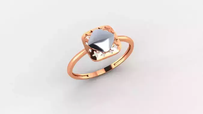 Square Ultra light wt minimalist Plain Gold Ring 3dm stl renders