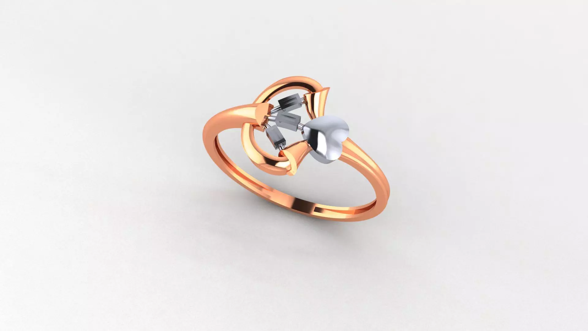 Heart Love Valentine Ultra light wt minimalist Plain Gold Ring 3D print model_0