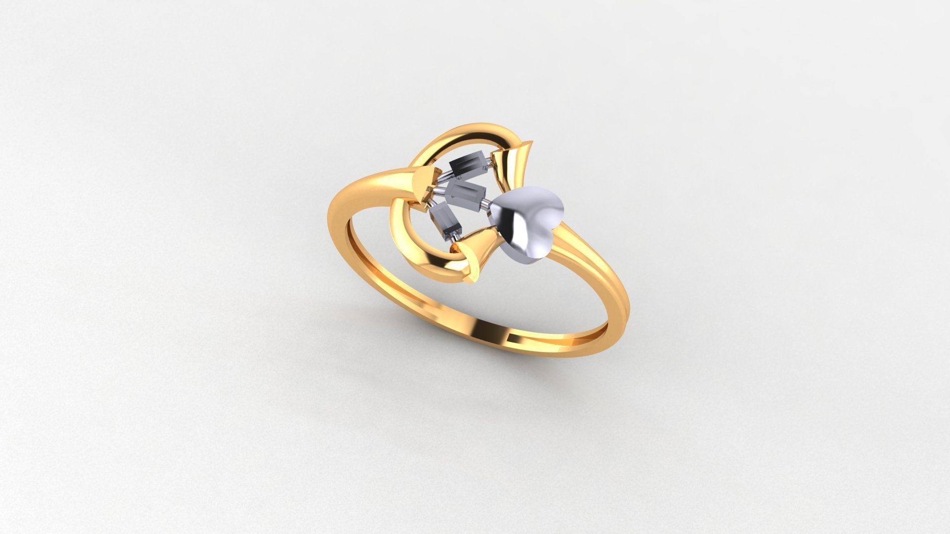 Heart Love Valentine Ultra light wt minimalist Plain Gold Ring 3D print model_1