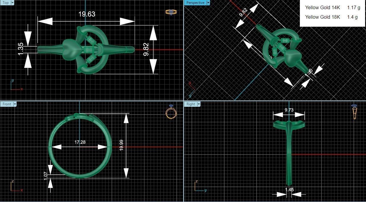 Heart Love Valentine Ultra light wt minimalist Plain Gold Ring 3D print model_3