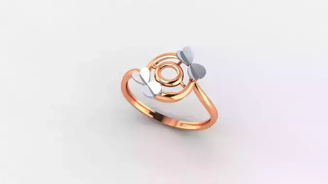 Butterfly Flower Ultra light wt minimalist Plain Gold Ring 3D print model