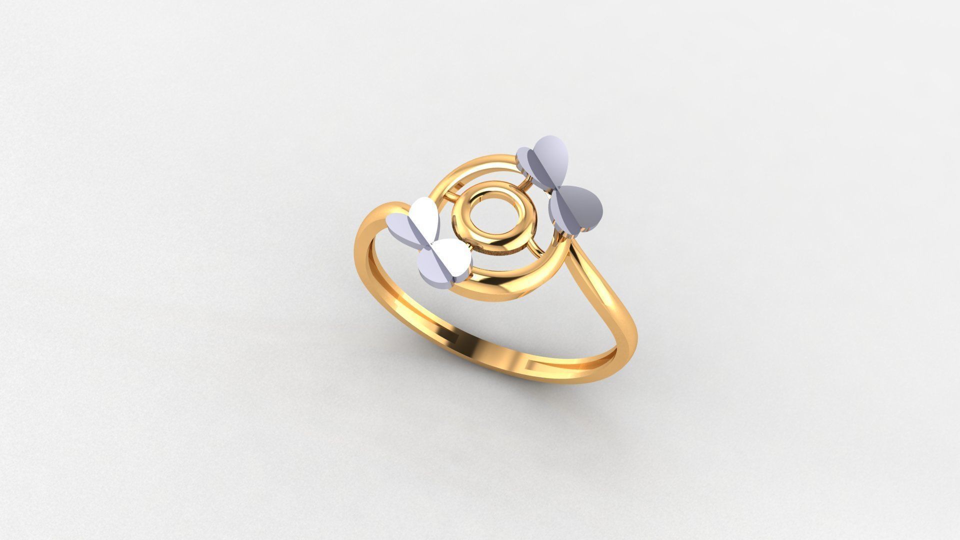 Butterfly Flower Ultra light wt minimalist Plain Gold Ring 3D print model_1