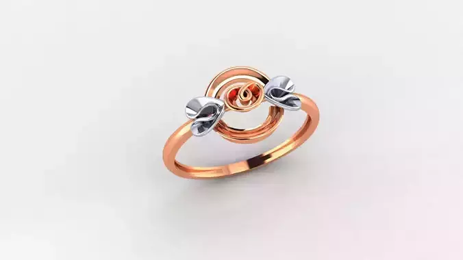 Blooming Flower Ultra light wt minimalist Plain Gold Ring 3D print model