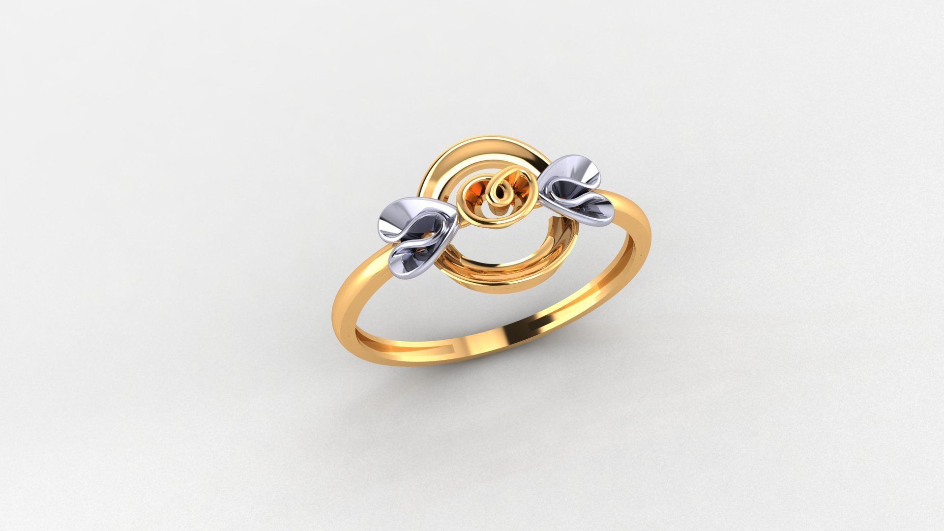 Blooming Flower Ultra light wt minimalist Plain Gold Ring 3D print model_1