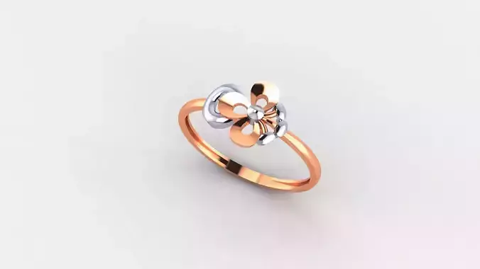 Flower Ultra light wt minimalist Plain Gold Ring 3dm