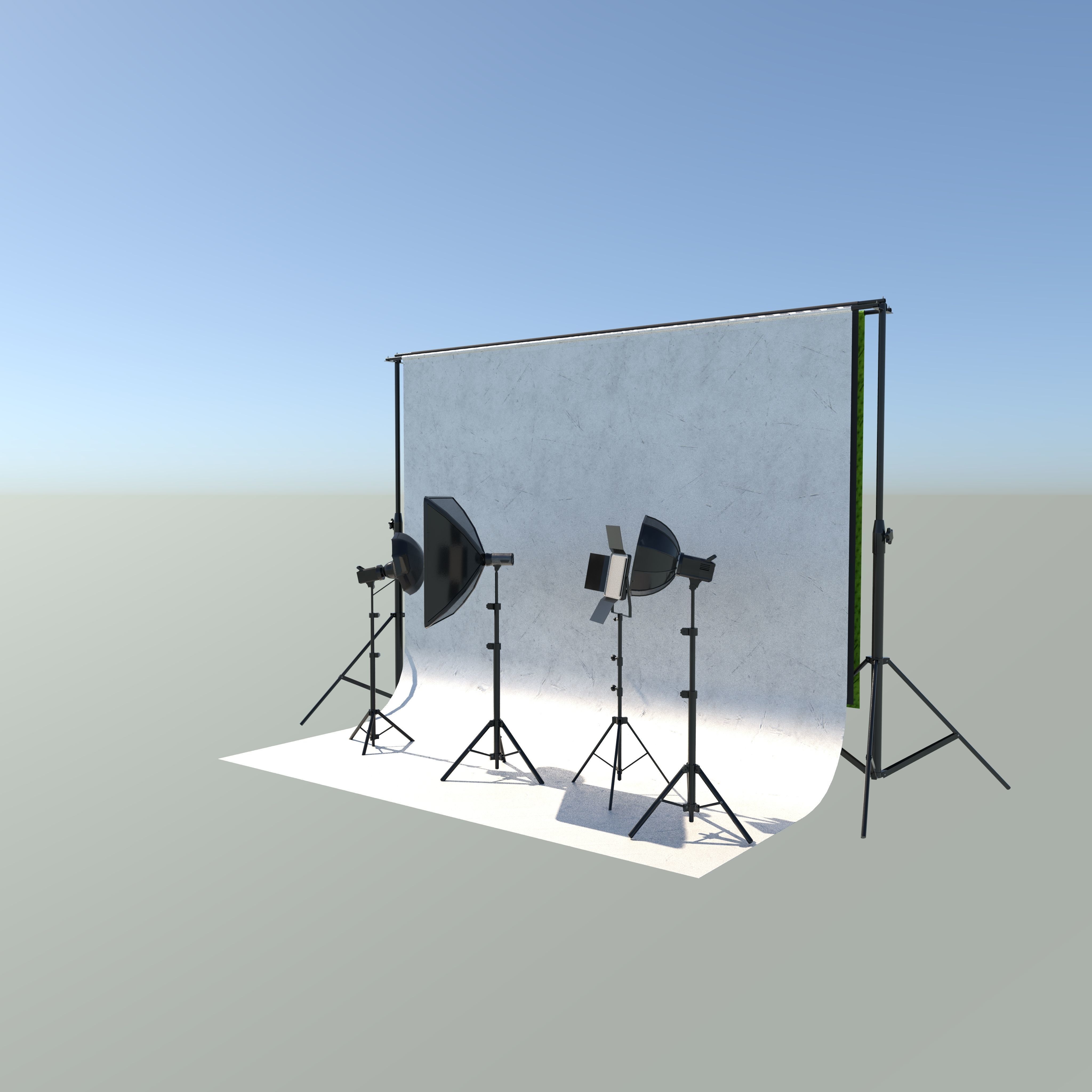 Studio Backdrop And Lights Kit Collection 3D model_4