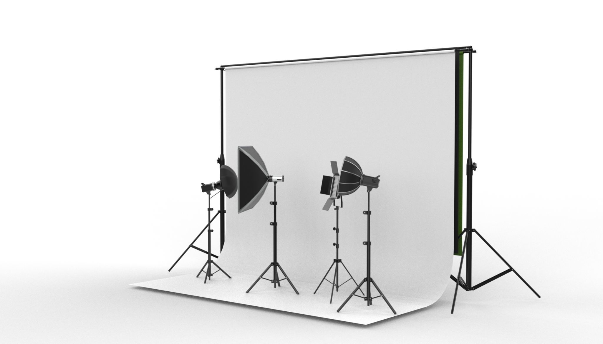 Studio Backdrop And Lights Kit Collection 3D model_2