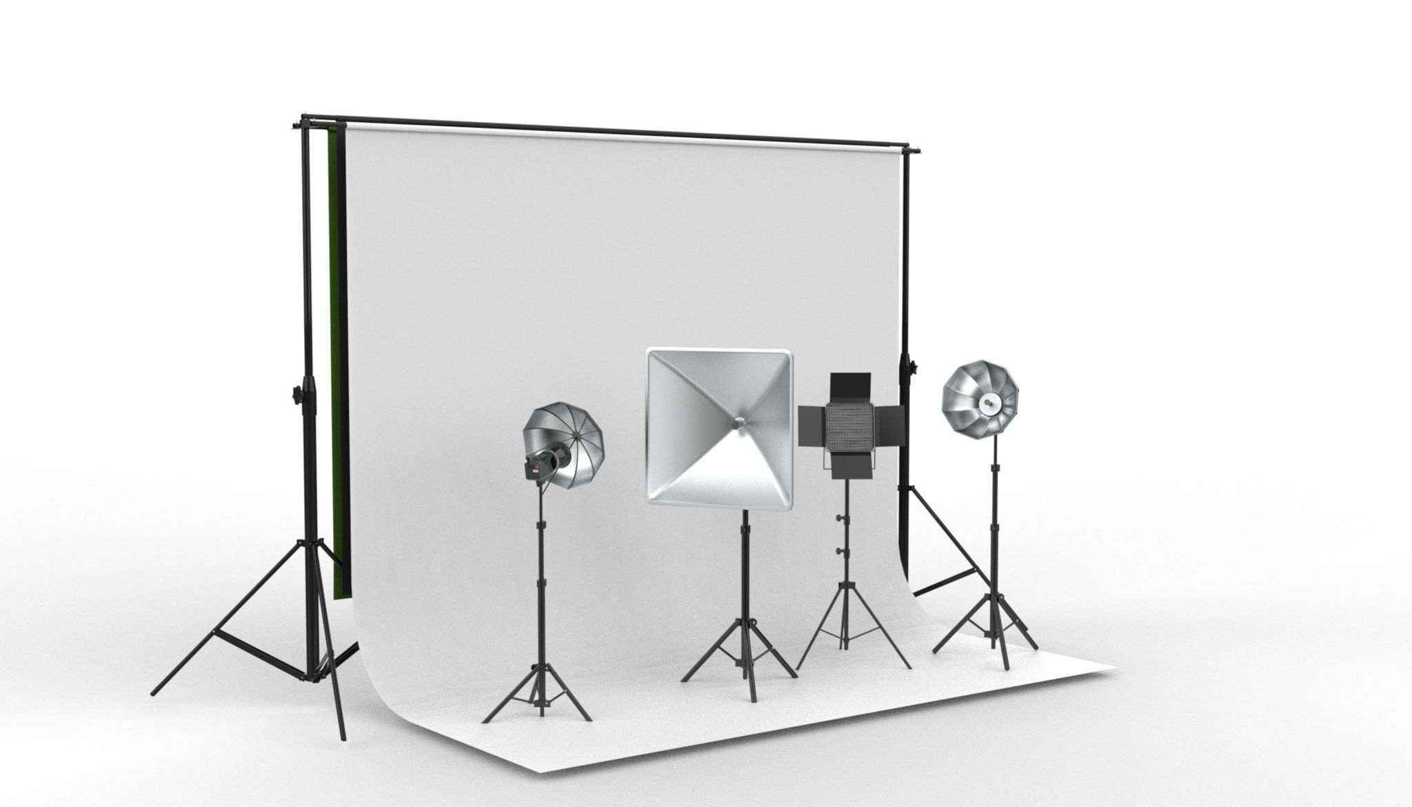 Studio Backdrop And Lights Kit Collection 3D model_1
