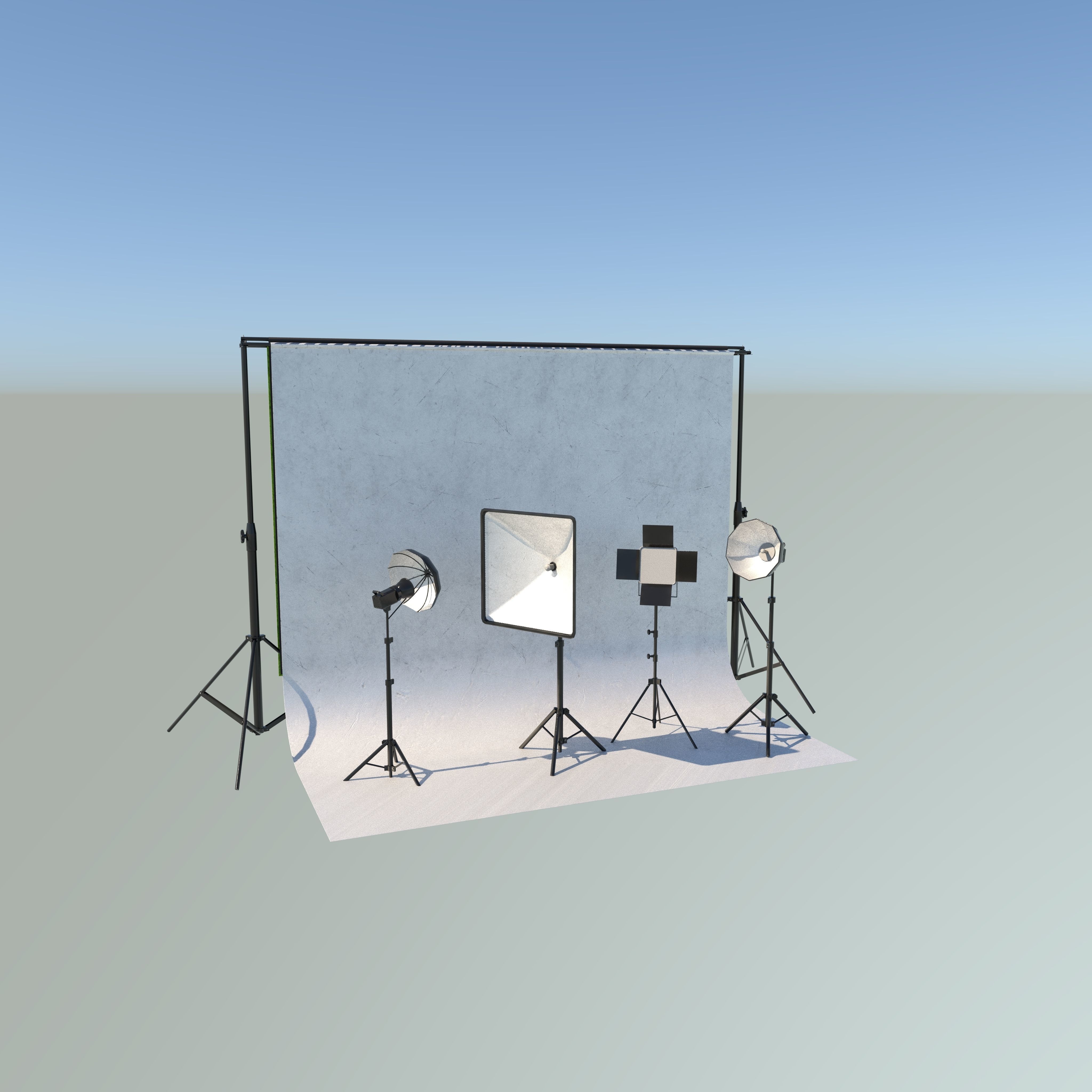 Studio Backdrop And Lights Kit Collection 3D model_14