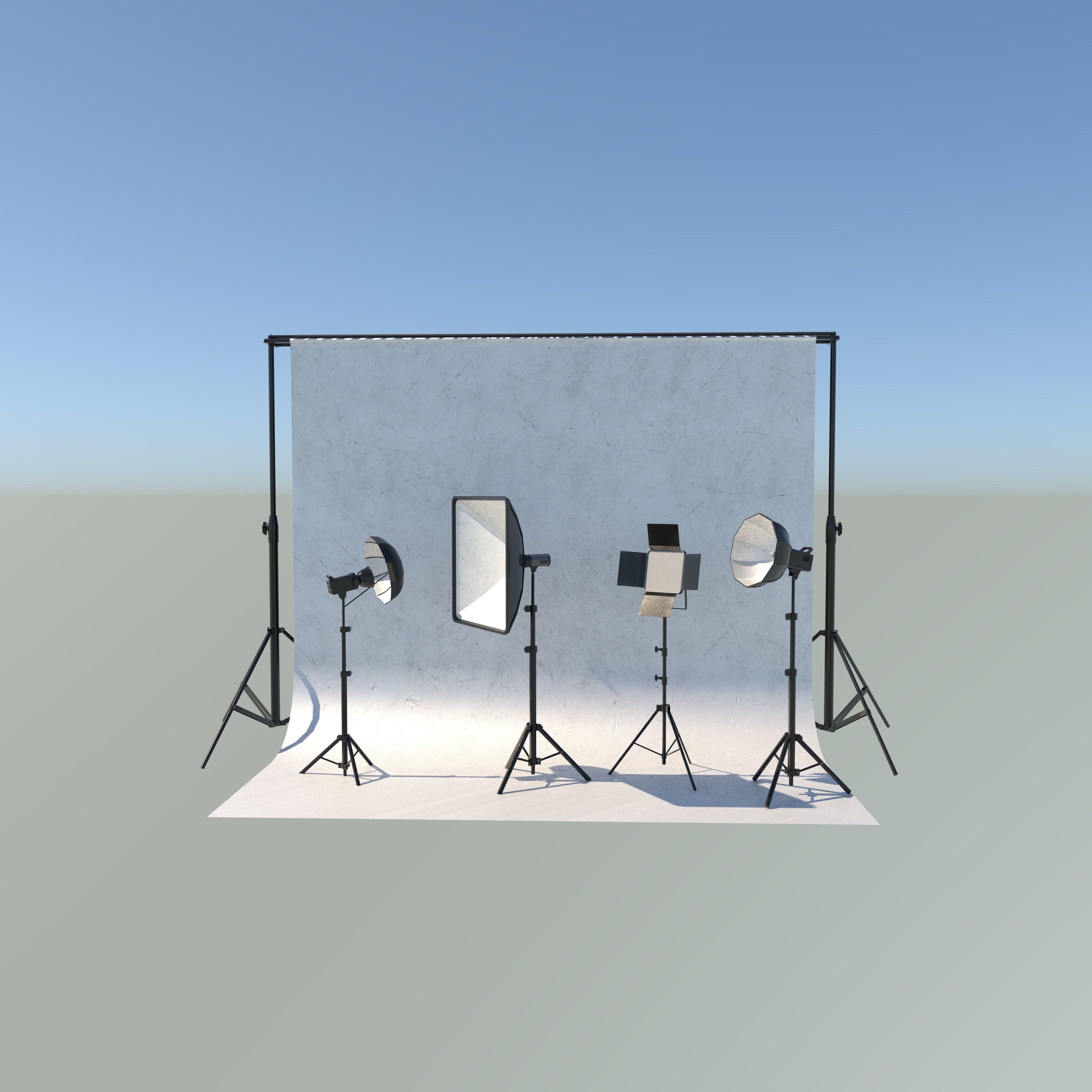 Studio Backdrop And Lights Kit Collection 3D model_3