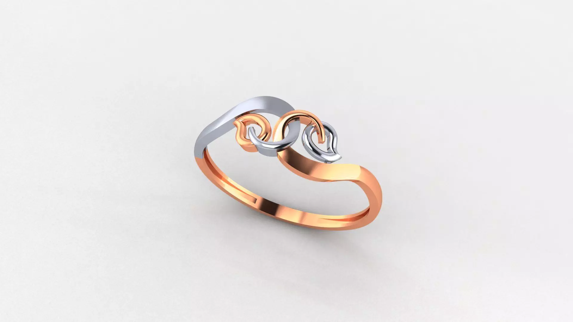 Dual Leaf Ultra light wt minimalist Plain Gold Ring 3dm stl 3D print model_0