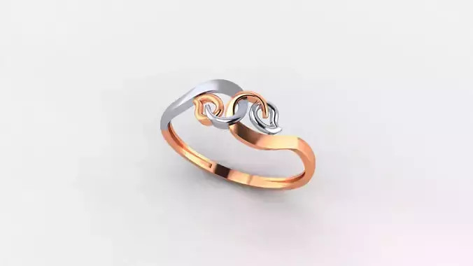 Dual Leaf Ultra light wt minimalist Plain Gold Ring 3dm stl 3D print model