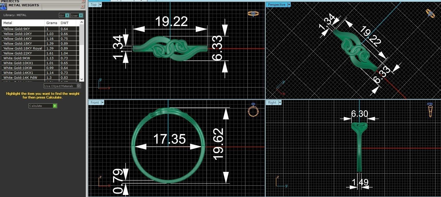 Dual Leaf Ultra light wt minimalist Plain Gold Ring 3dm stl 3D print model_3
