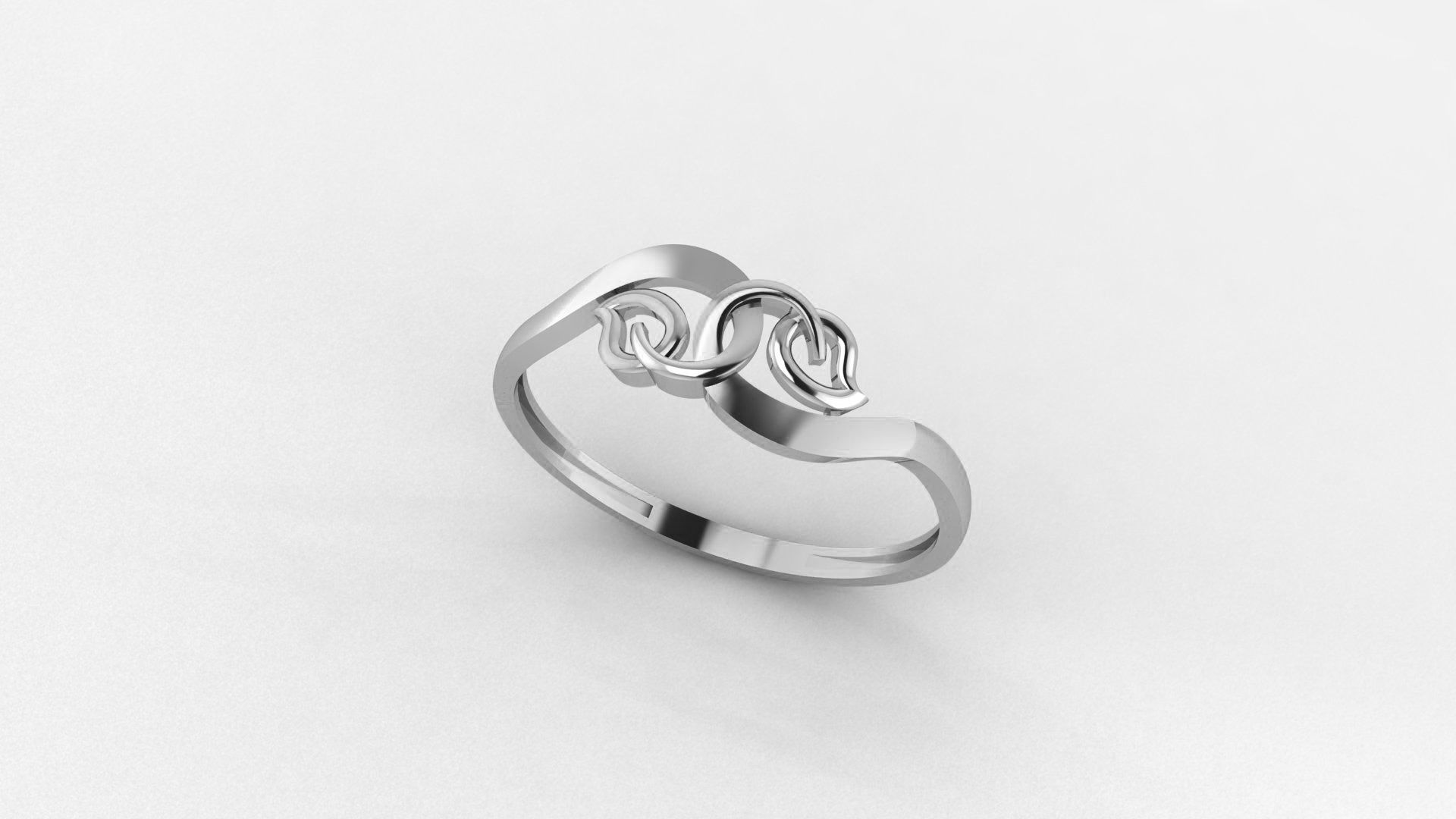 Dual Leaf Ultra light wt minimalist Plain Gold Ring 3dm stl 3D print model_2