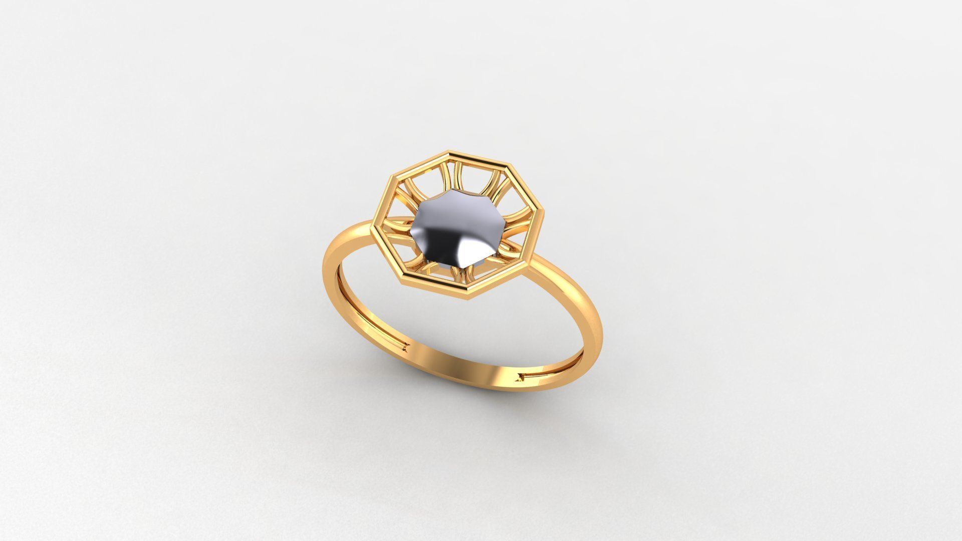 Blooming Flower Ultra light wt minimalist Plain Gold Ring 3D print model_1