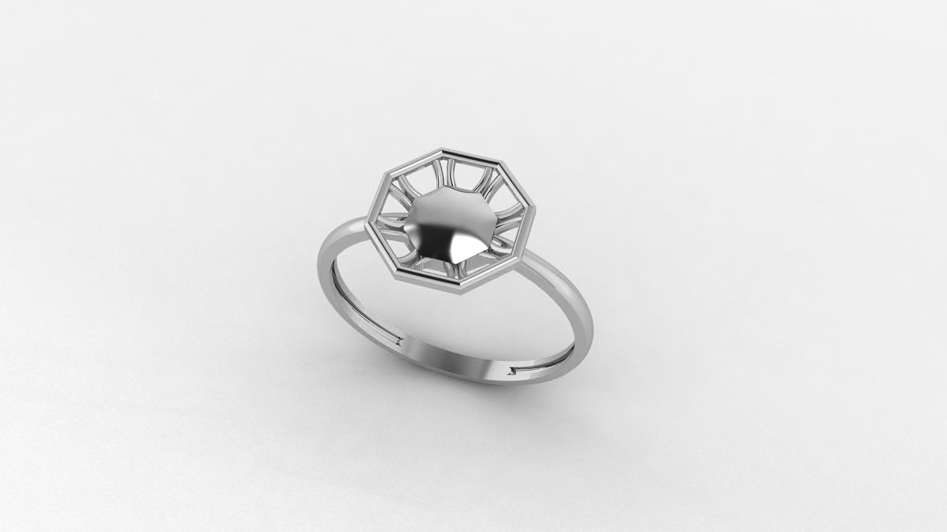 Blooming Flower Ultra light wt minimalist Plain Gold Ring 3D print model_2