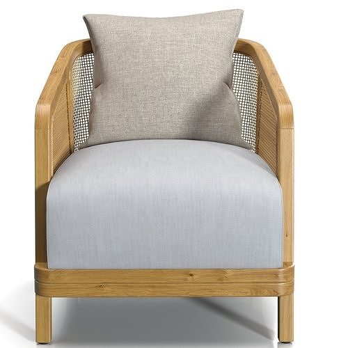 Belgrave Wicker Fabric Armchair 3D model