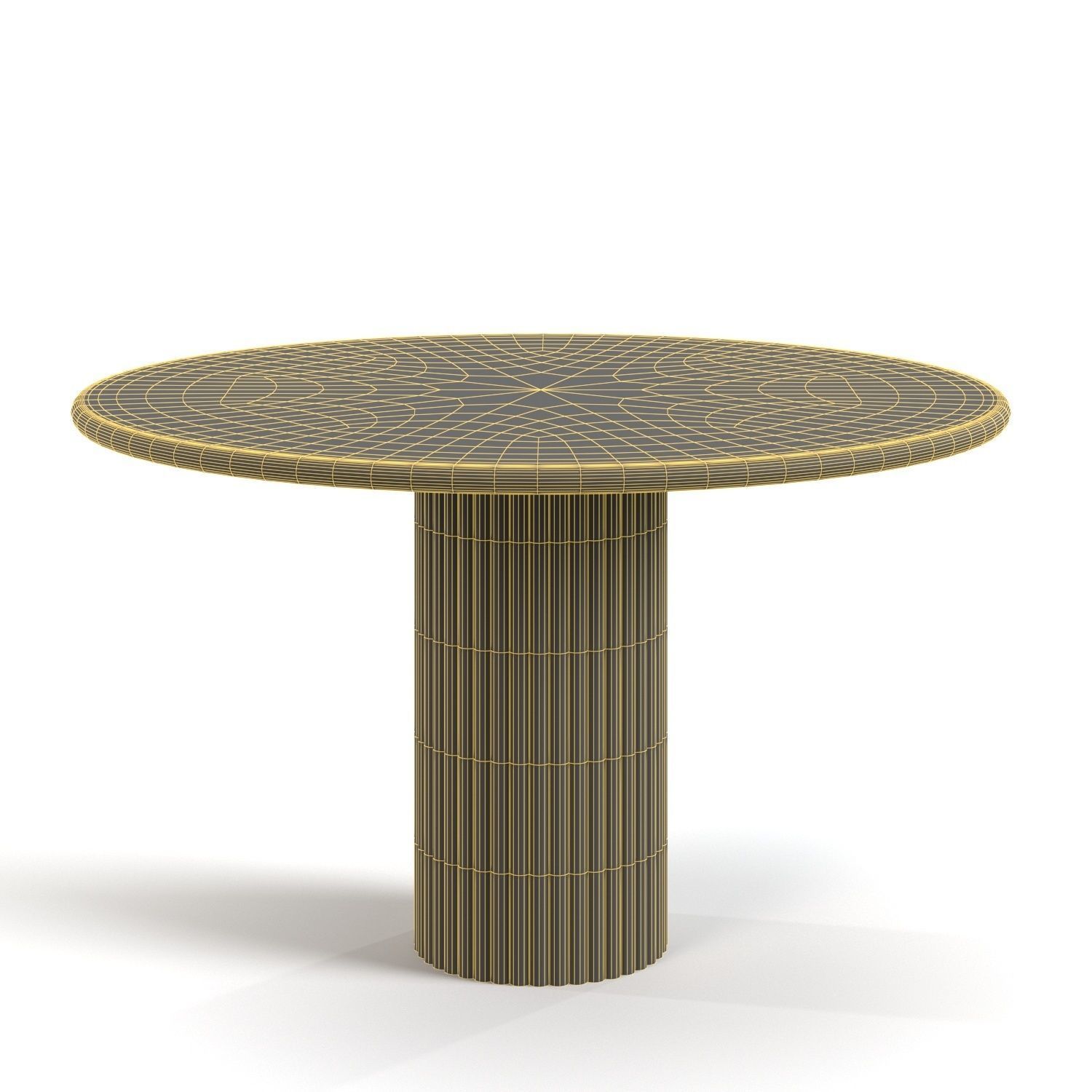 Cava Fluted Round Beige Travertine Dining Table 3D model_5