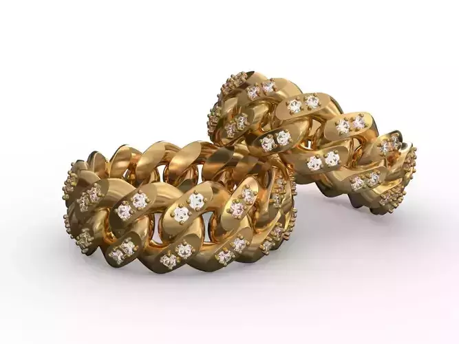 heavy 9mm diamond set miami cuban ring US 8