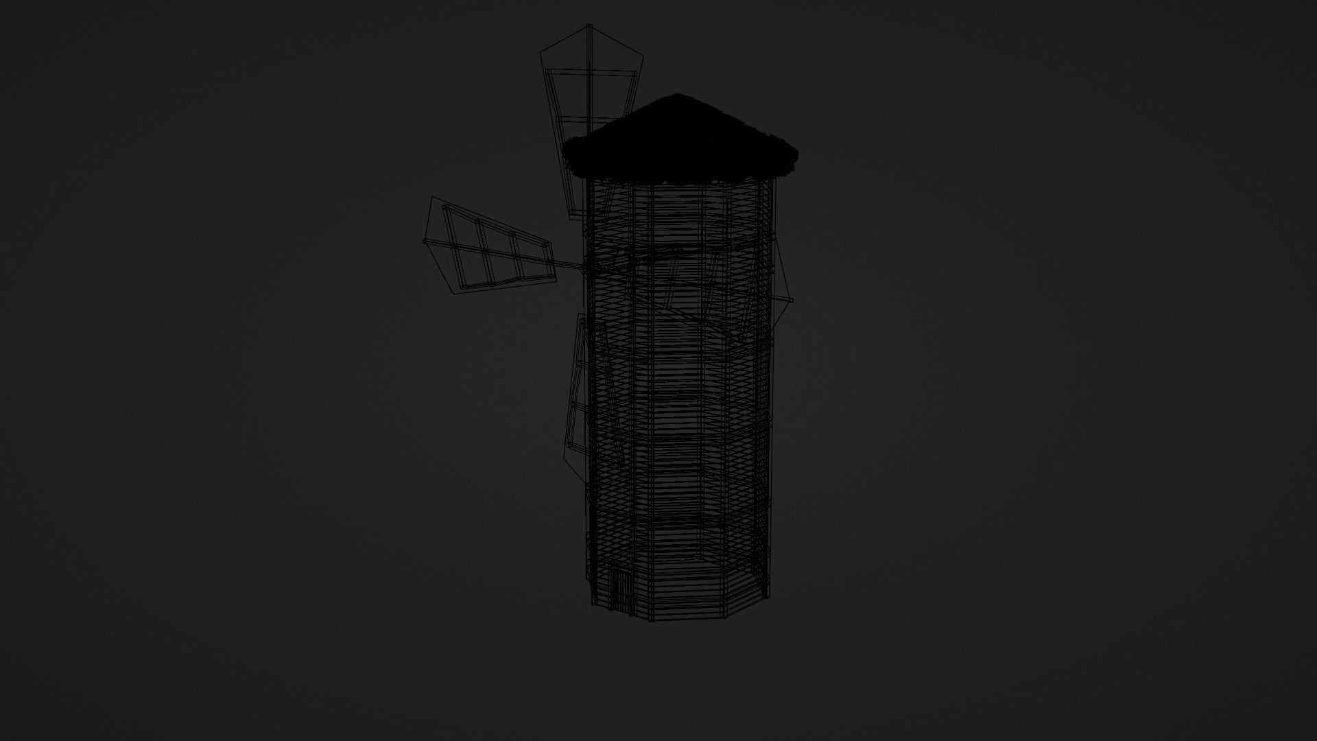 Medieval Windmill Low-poly 3D model_10