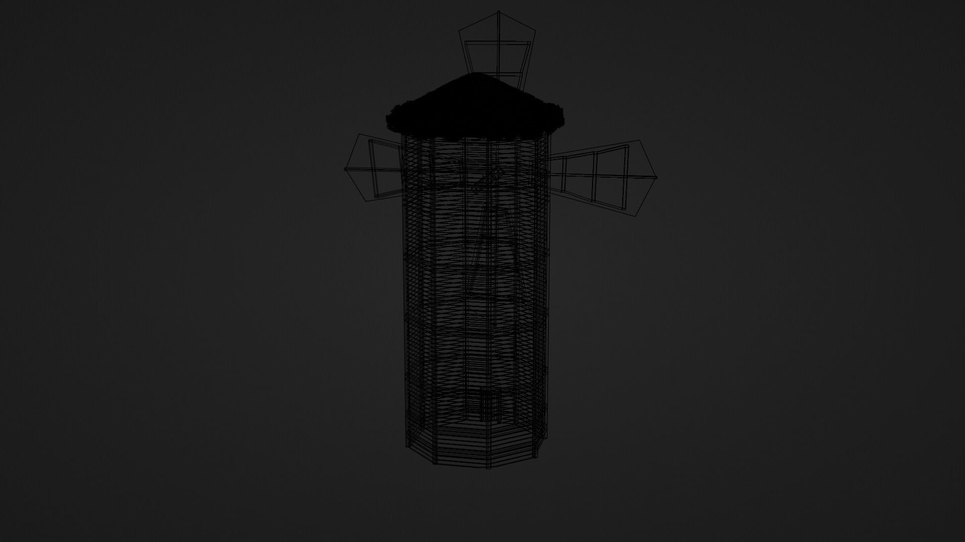 Medieval Windmill Low-poly 3D model_14