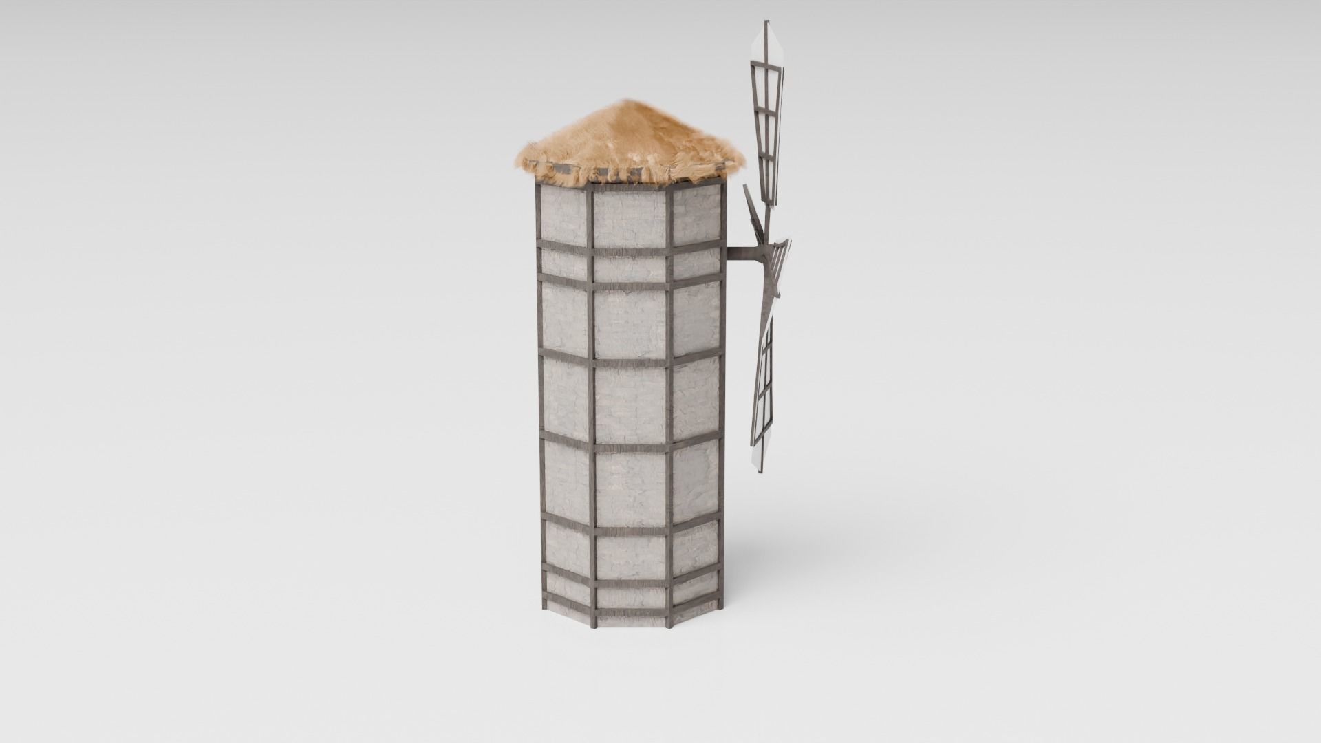 Medieval Windmill Low-poly 3D model_8