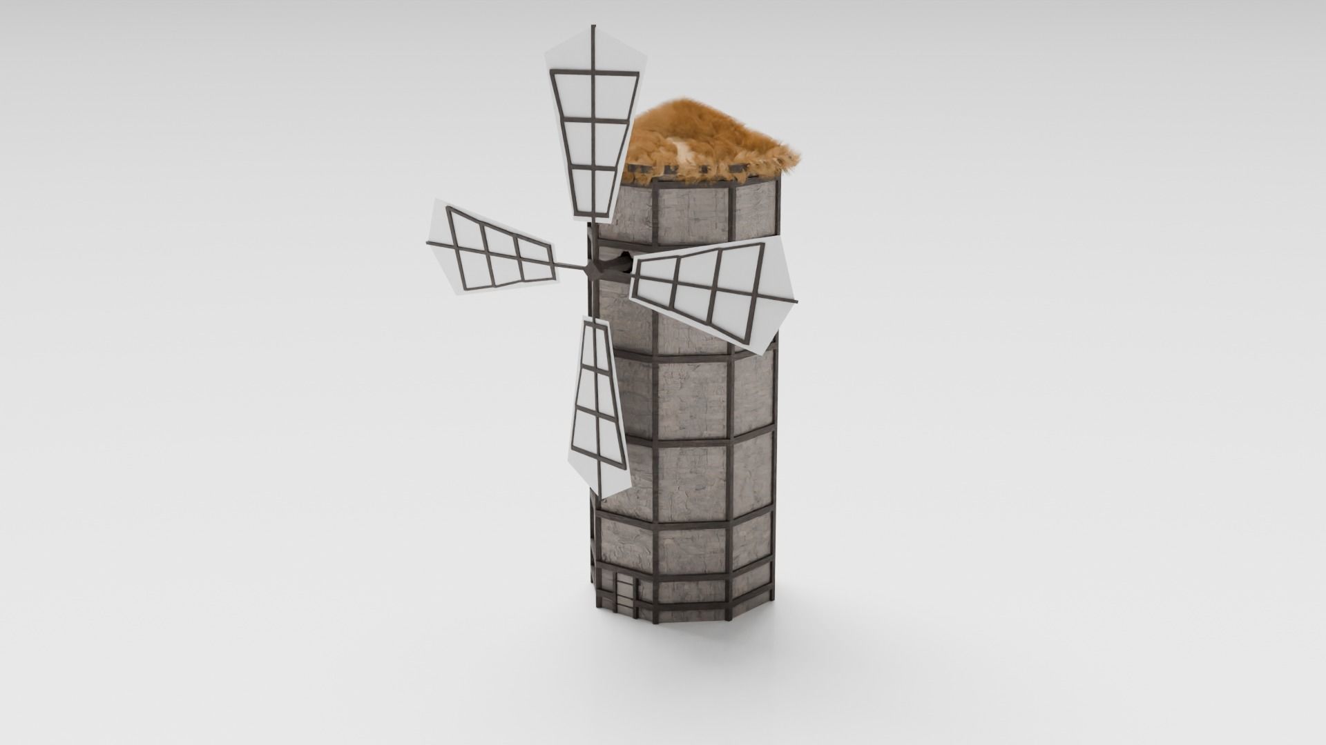 Medieval Windmill Low-poly 3D model_2