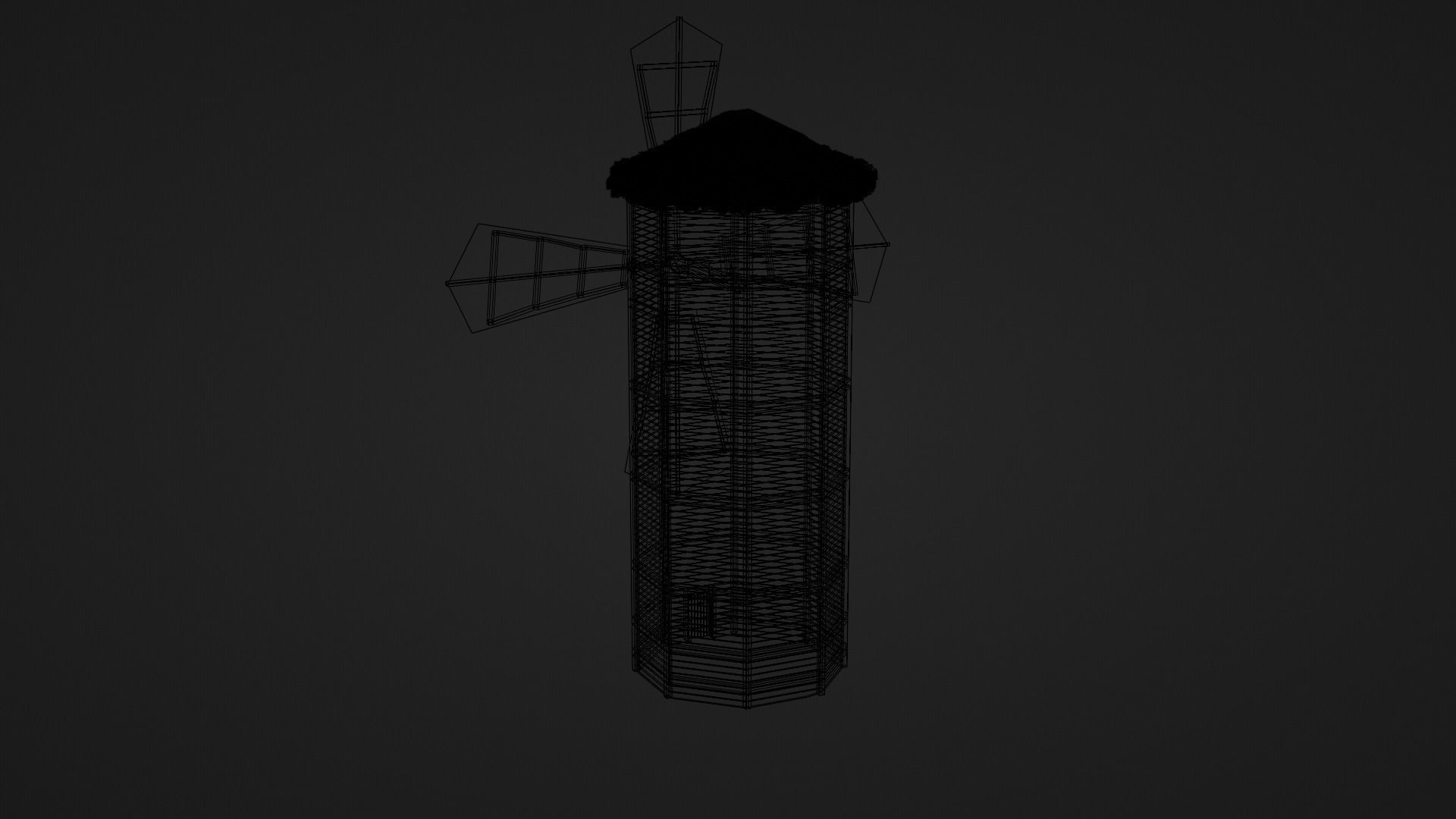 Medieval Windmill Low-poly 3D model_13