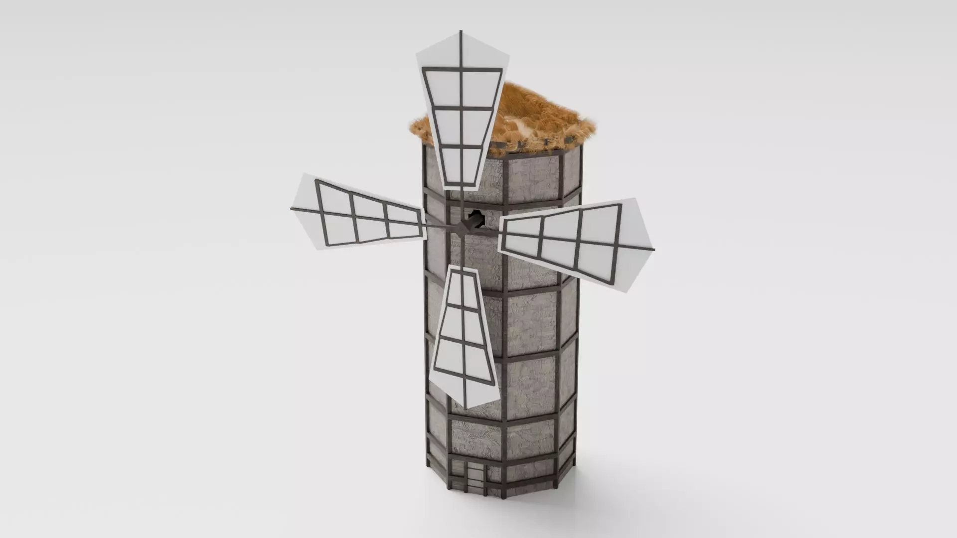 Medieval Windmill Low-poly 3D model_0