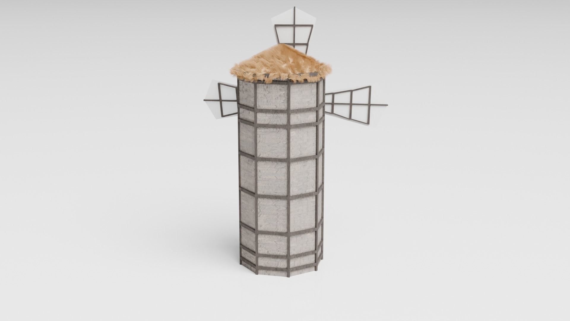 Medieval Windmill Low-poly 3D model_6