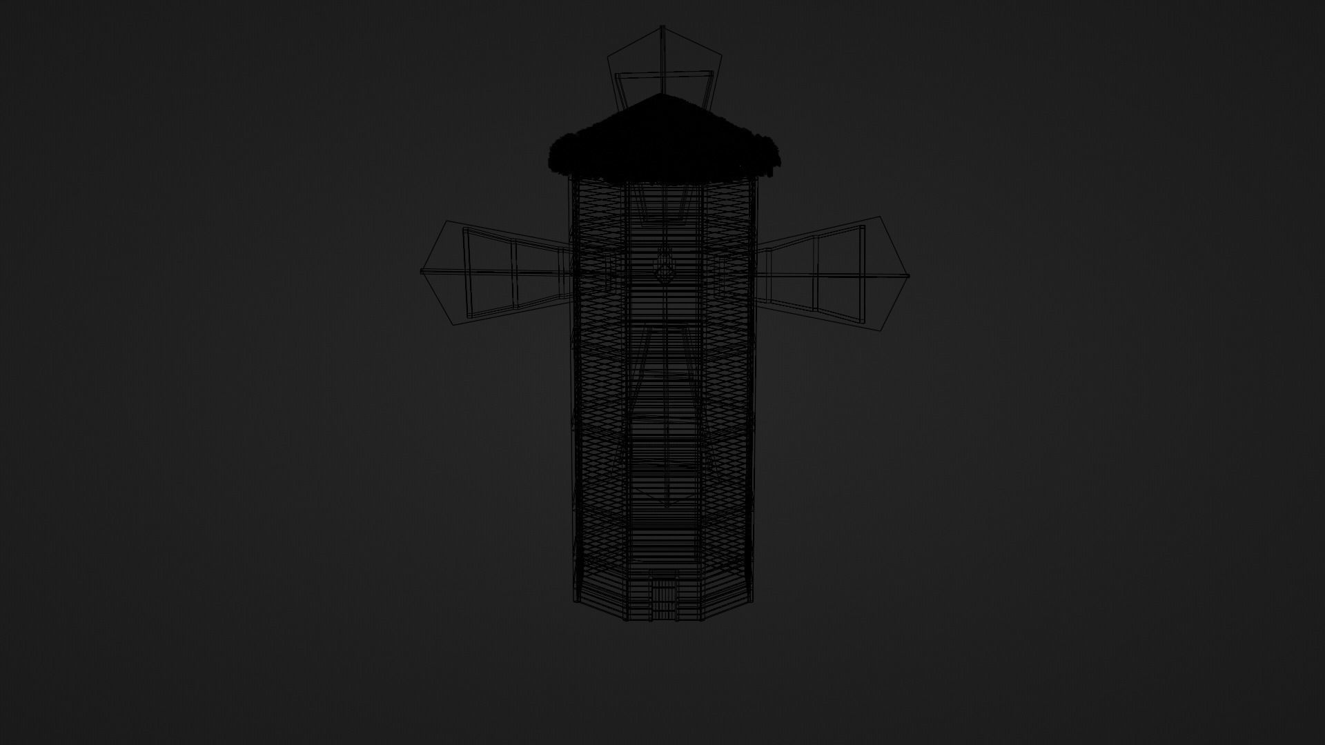 Medieval Windmill Low-poly 3D model_9