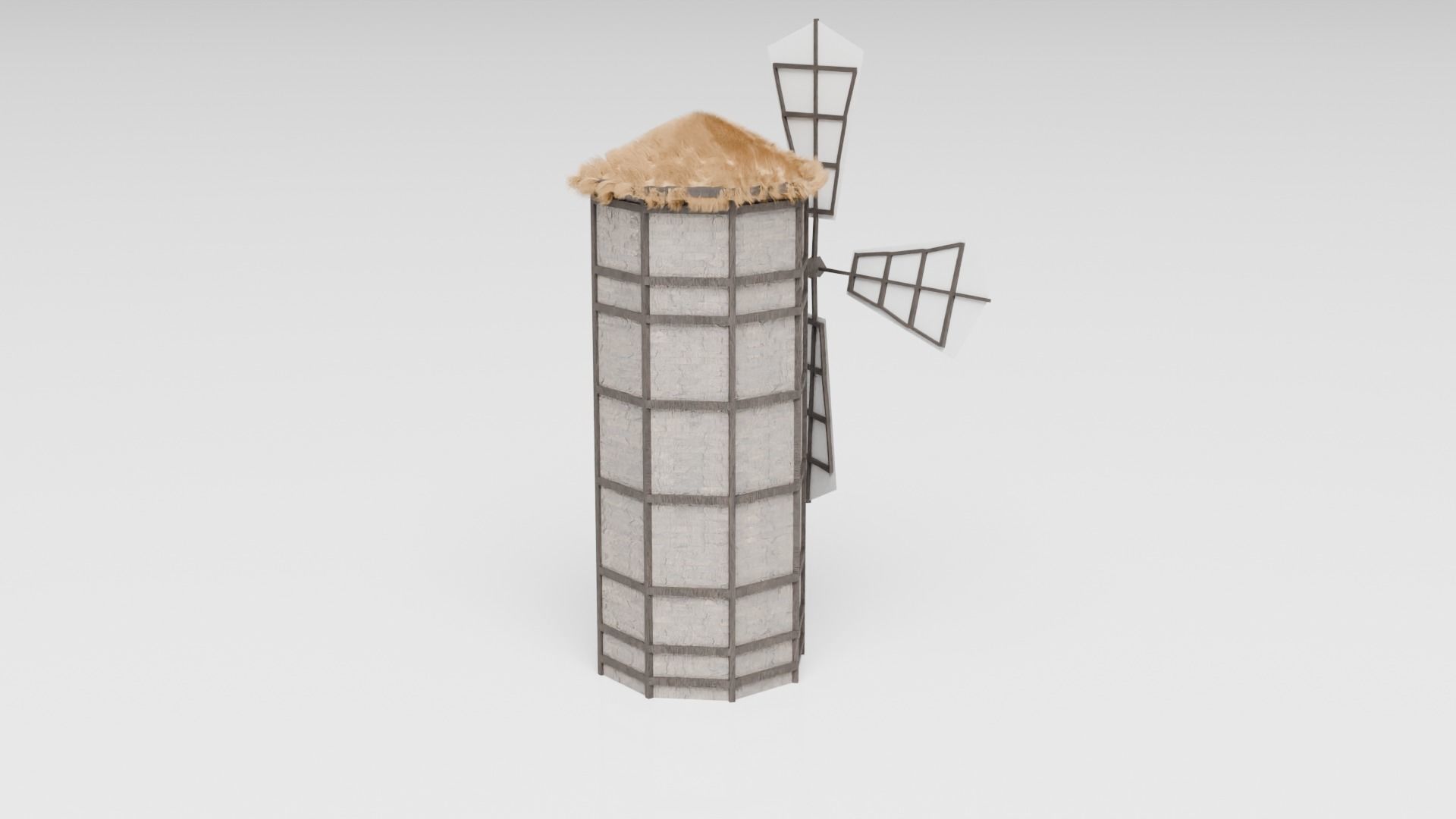 Medieval Windmill Low-poly 3D model_7
