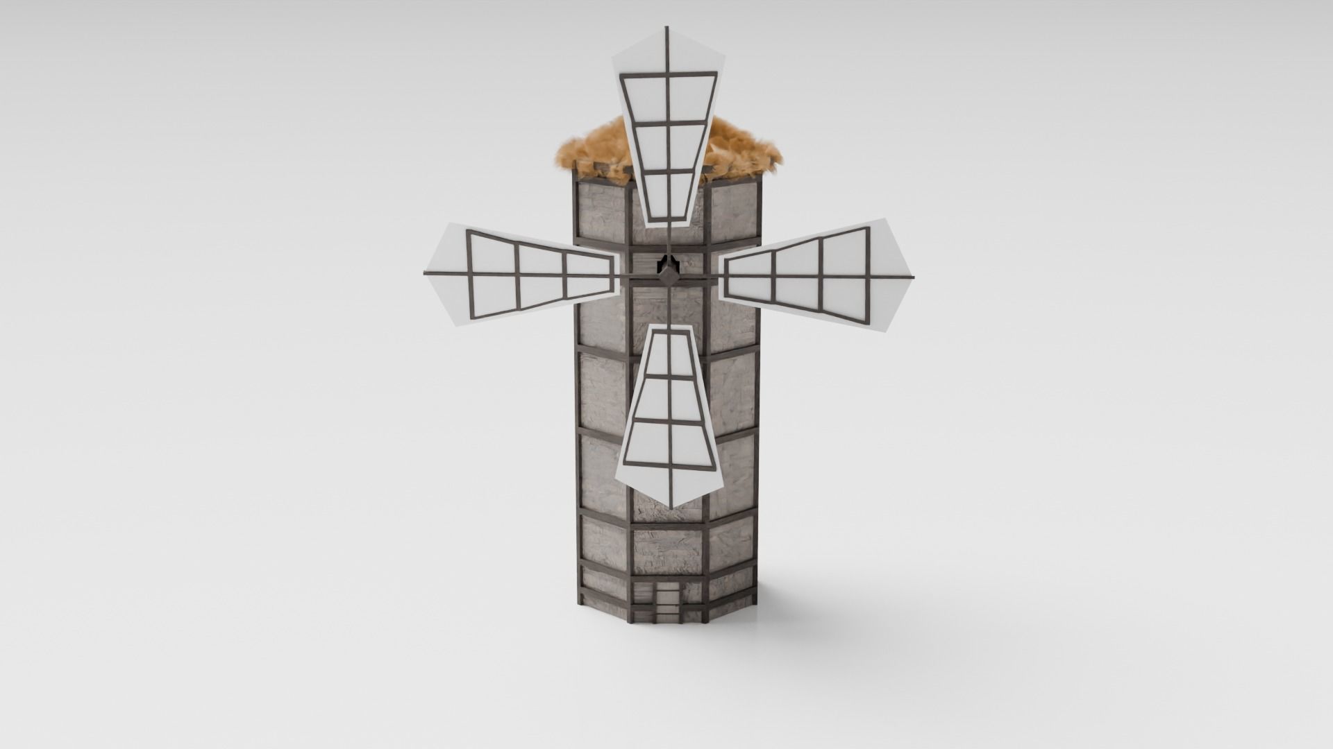 Medieval Windmill Low-poly 3D model_1