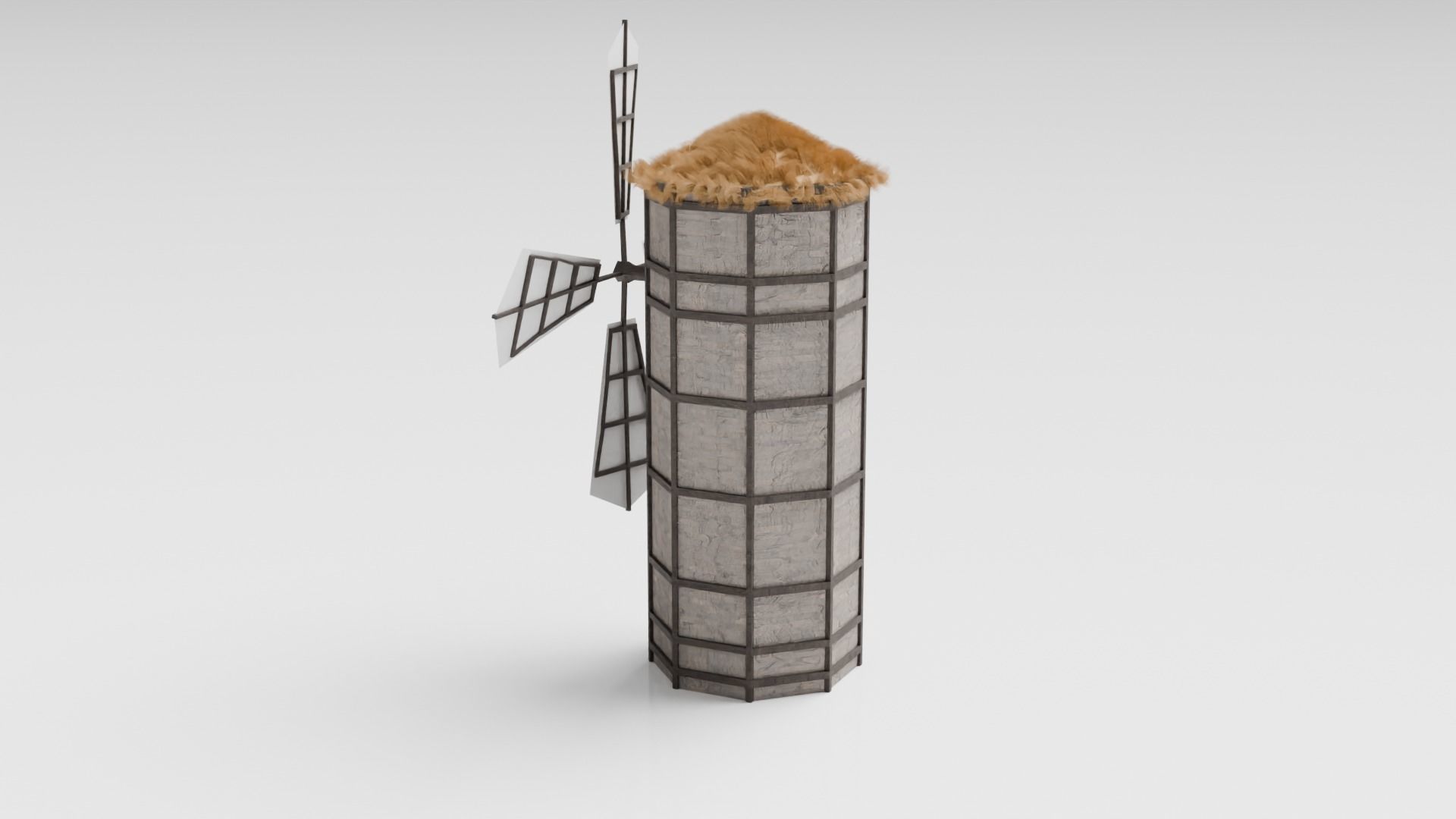 Medieval Windmill Low-poly 3D model_4