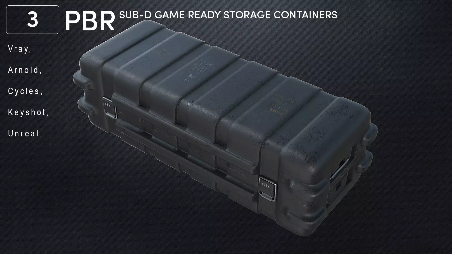 3 Scifi Military Storage Box Variations Low-poly 3D model