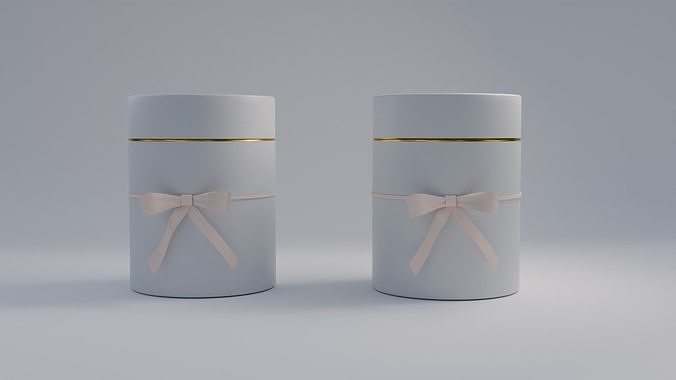 Gift Box Cylinder shape with Ribbon Low-poly 3D model