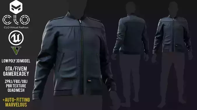 Leader Fleece Innenjacke uniform Outfit for GTA fivem 3D model  Low-poly 3D model