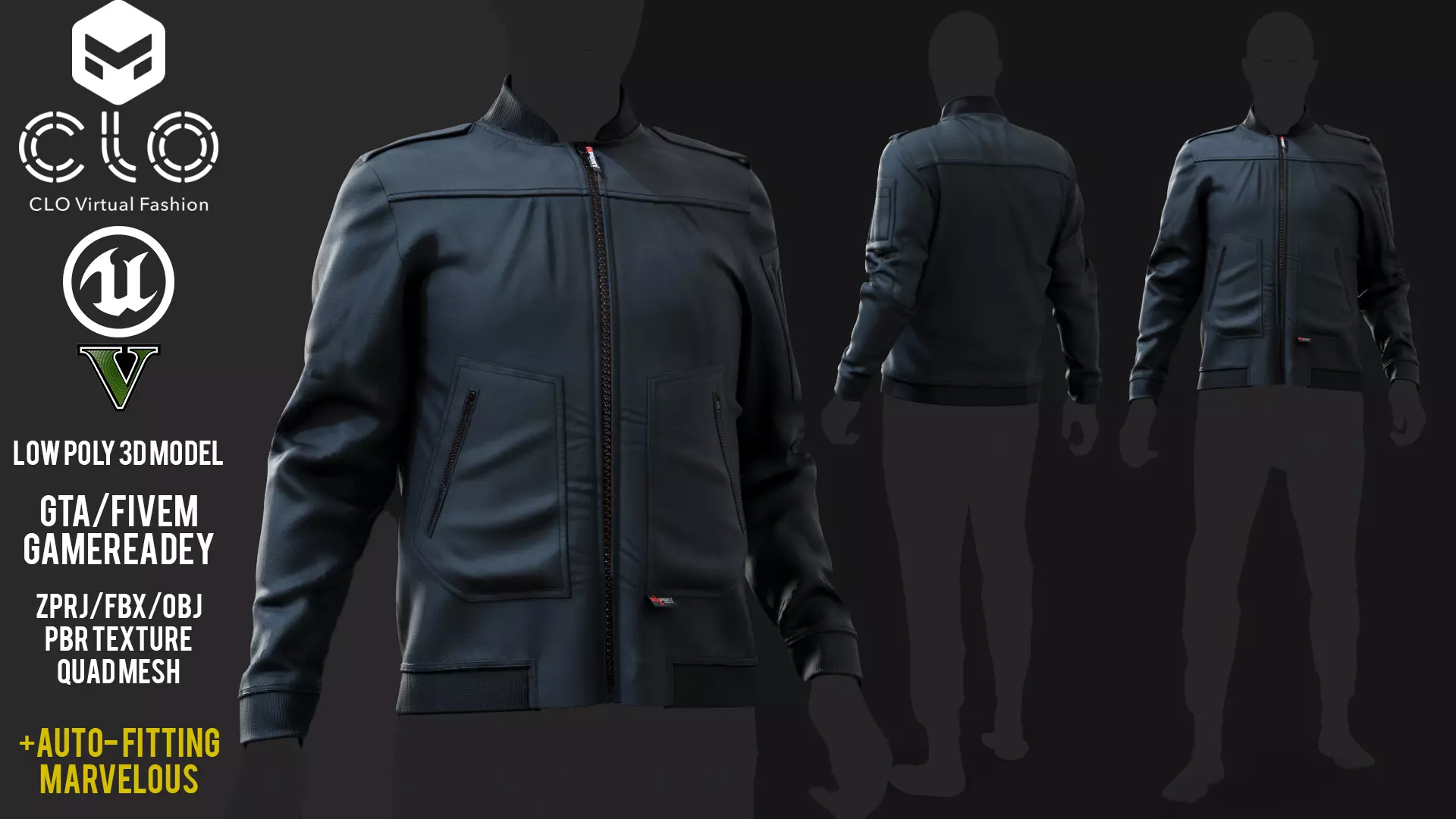 Leader Fleece Innenjacke uniform Outfit for GTA fivem 3D model  Low-poly 3D model_0