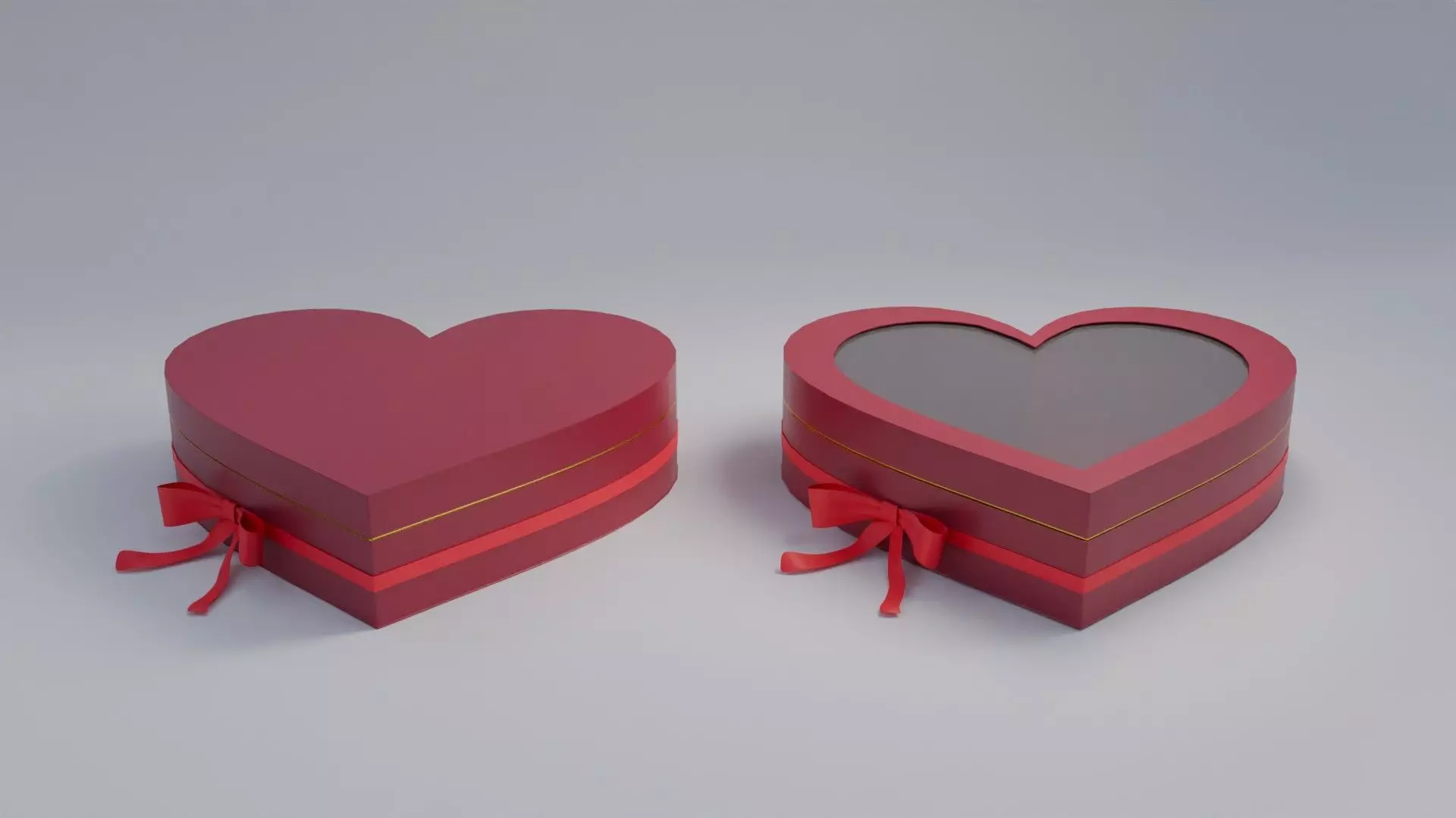 Gift Box Valentine Heart shape with Ribbon Low-poly 3D model_0