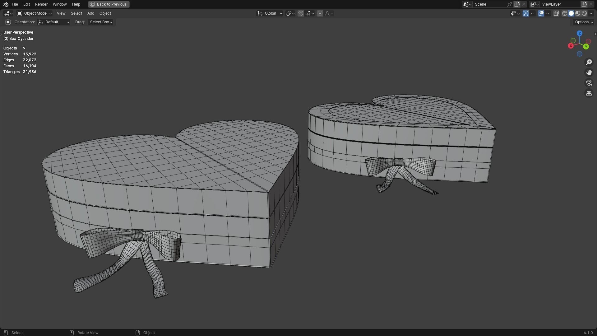 Gift Box Valentine Heart shape with Ribbon Low-poly 3D model_7