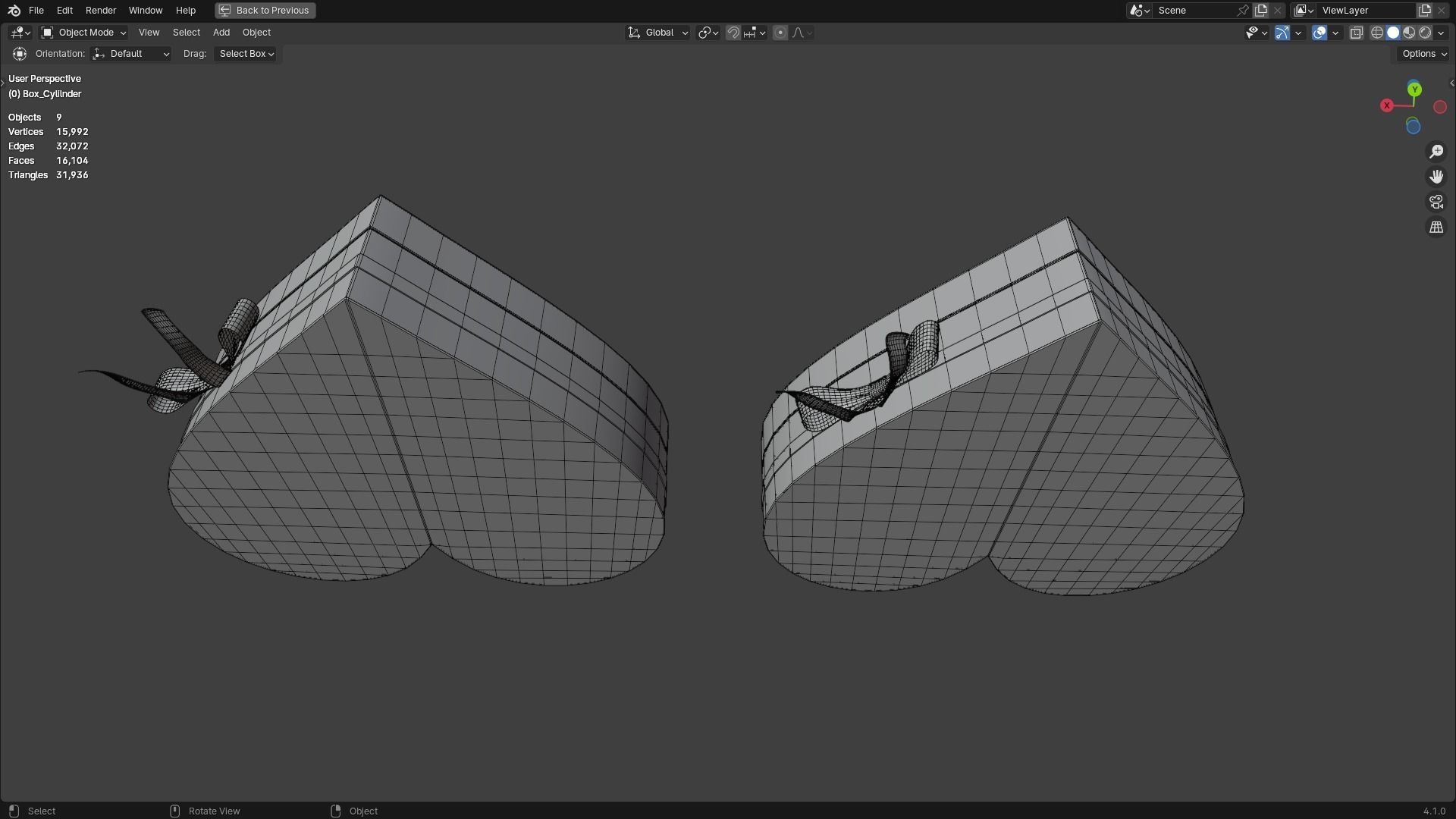 Gift Box Valentine Heart shape with Ribbon Low-poly 3D model_8