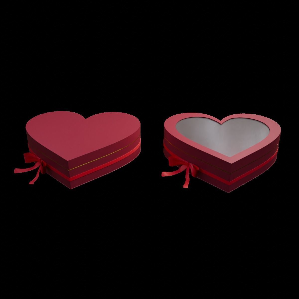 Gift Box Valentine Heart shape with Ribbon Low-poly 3D model_11