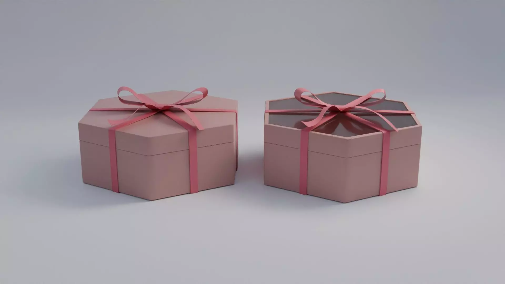 Gift Box Hex shape with Ribbon Low-poly 3D model