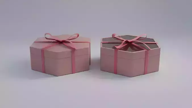 Gift Box Hex shape with Ribbon