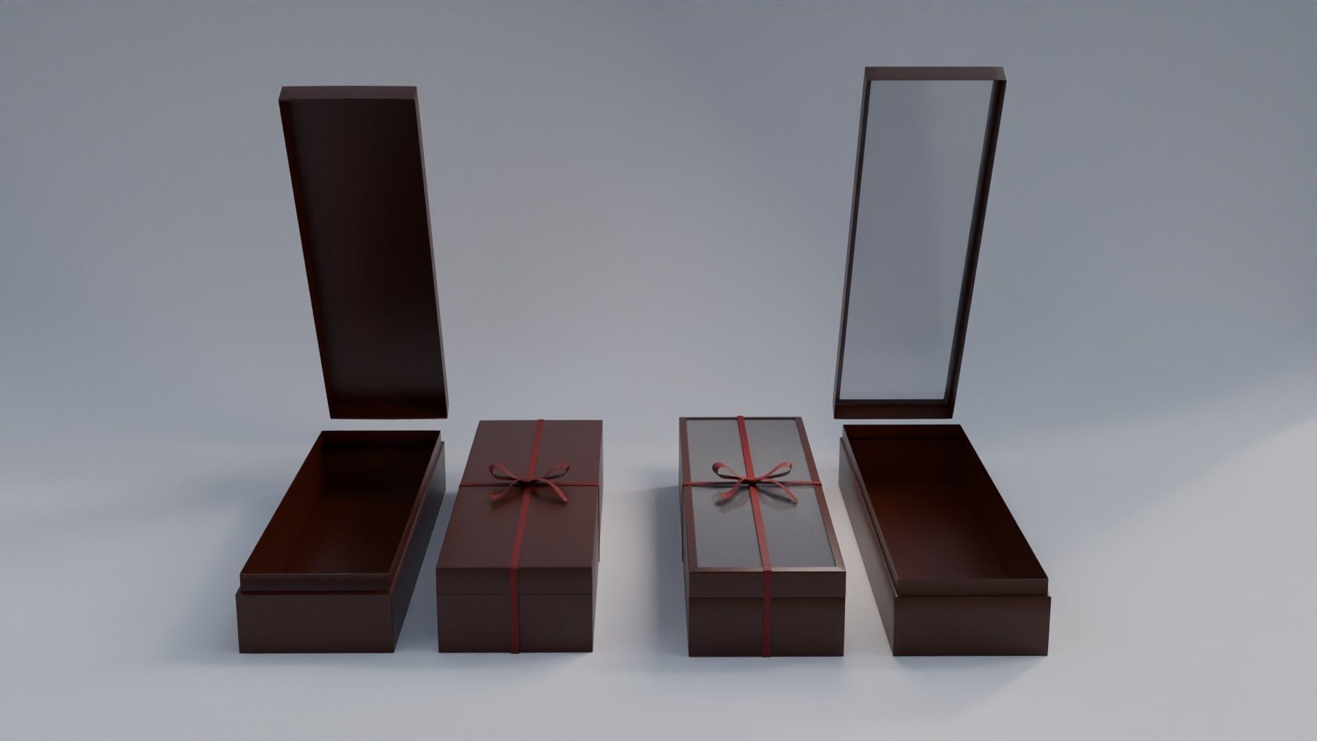 Gift Box Rectangle shape with Ribbon Low-poly 3D model_4