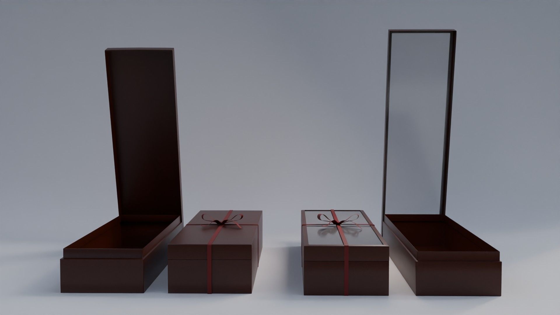 Gift Box Rectangle shape with Ribbon Low-poly 3D model_3
